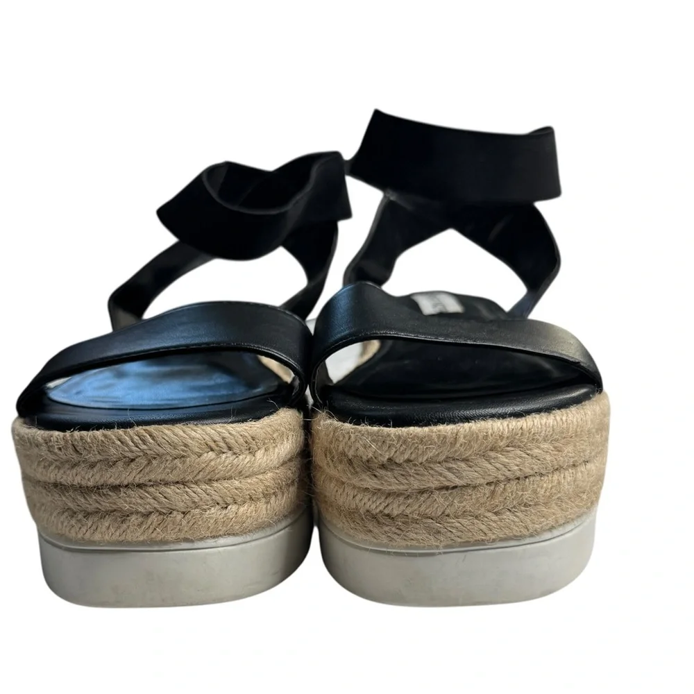 Steve Madden Kylee Flatform Faux Leather Sandals Black‎ Platform Shoes Womens 7